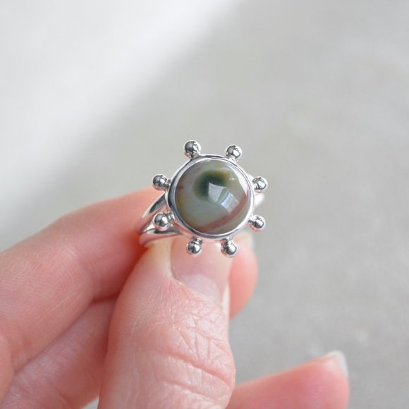 Ocean Jasper Ring Handmade Size 6 - Picture 2 of 7